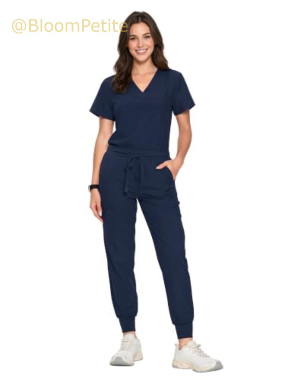 Women's Scrub Set V-Neck Top & Cargo Jogger Pants 10 Pockets Stretch